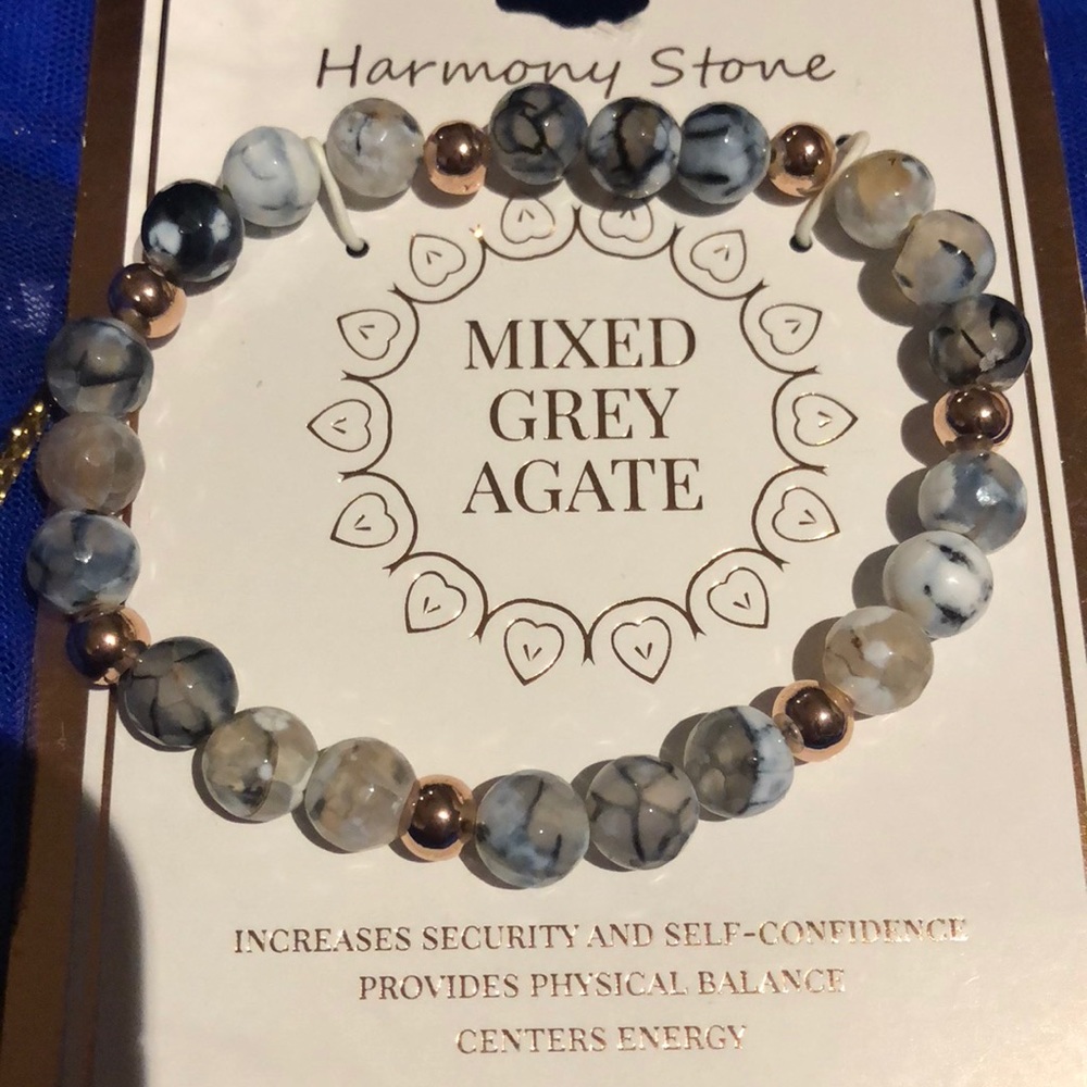 Harmony Stone Mixed Grey Agate Genuine Stone